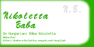 nikoletta baba business card